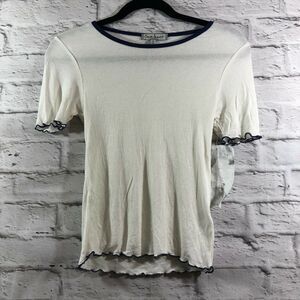 Almost Famous Juniors Top Size Small Short Sleeve Color Blocked Lettuce Cream